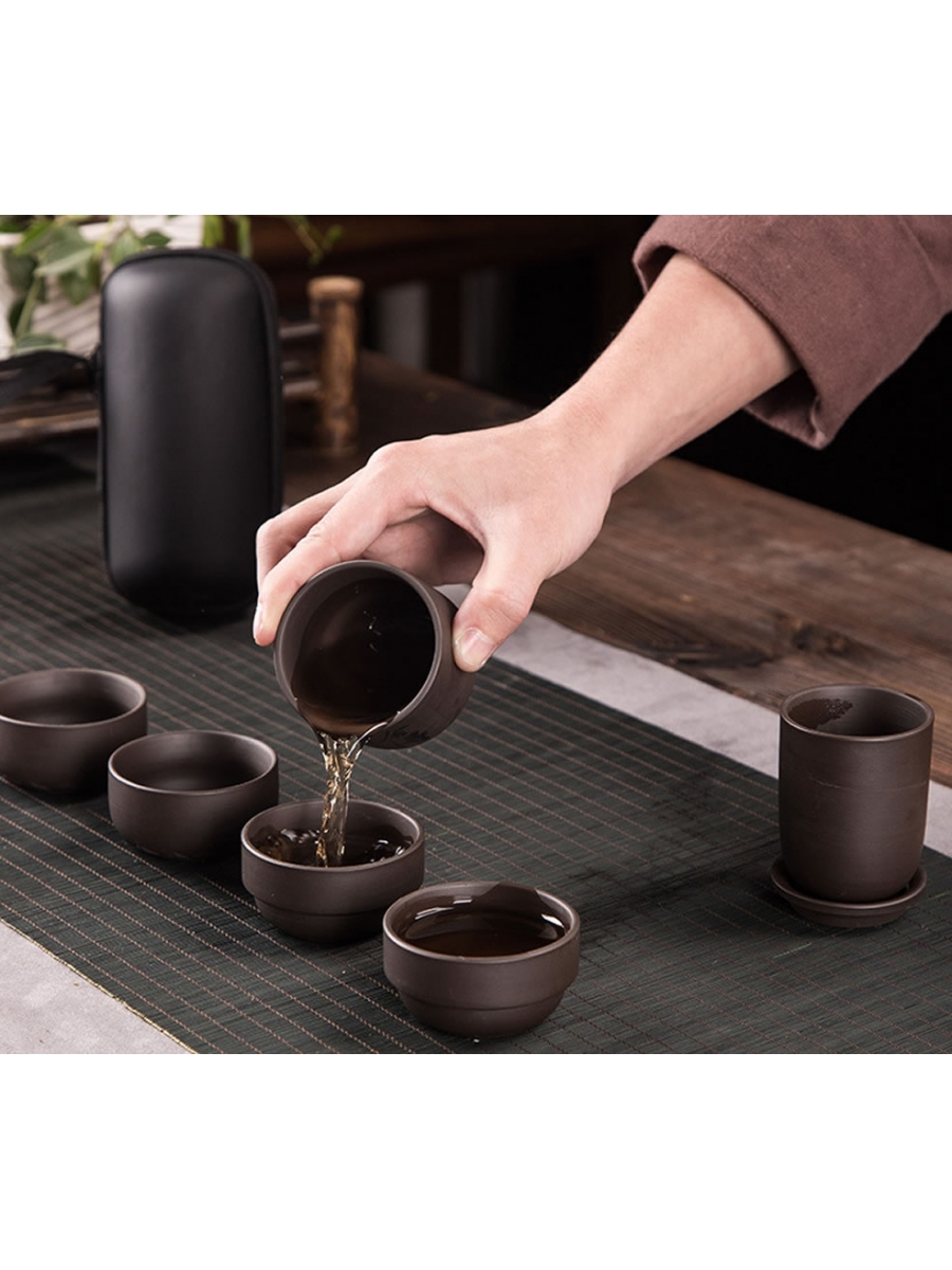 Набор для чайной церемонии Calm Tea, 4 предмета, прозрачный/коричневый